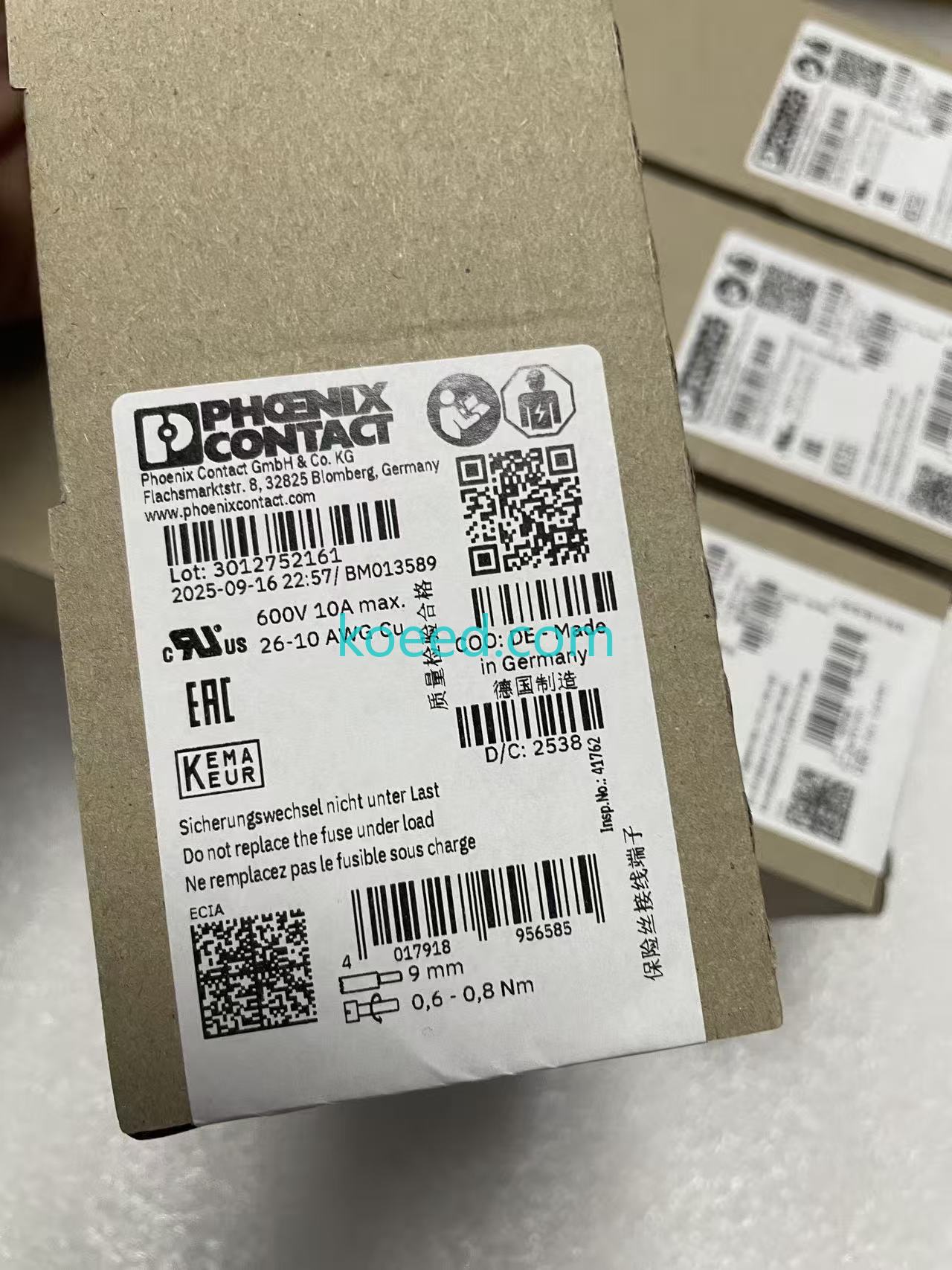 Phoenix Contact 3046090 terminal connections