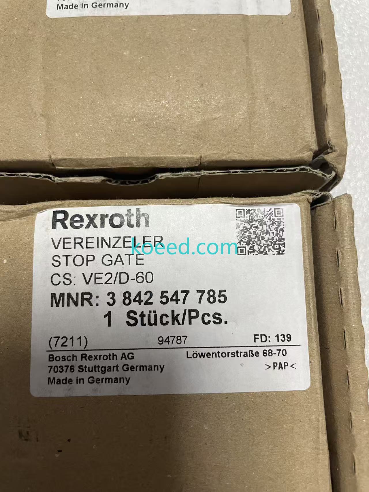 Rexroth Stopper 3842547785 VE2-D-60 front view