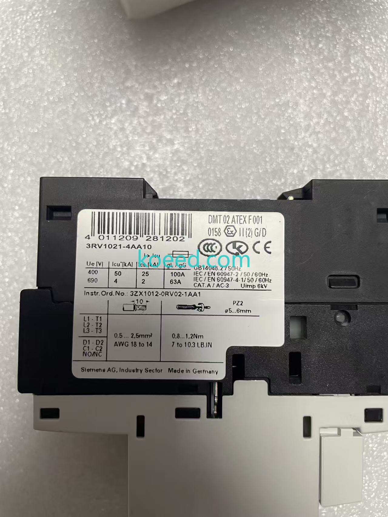 Siemens 3RV1021-4AA10 installation view