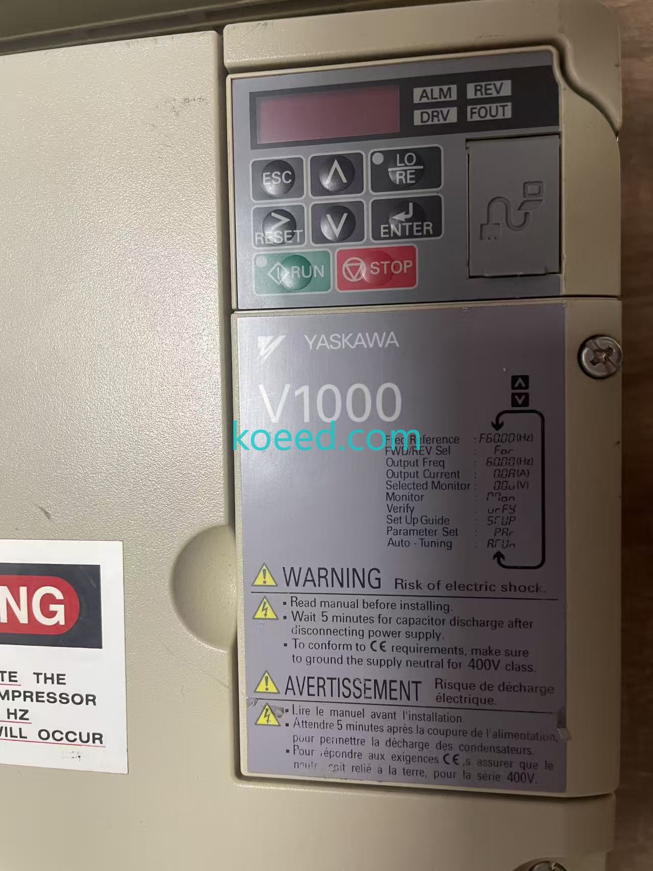 Yaskawa CIMR-VU4A0038FAA Cooling System