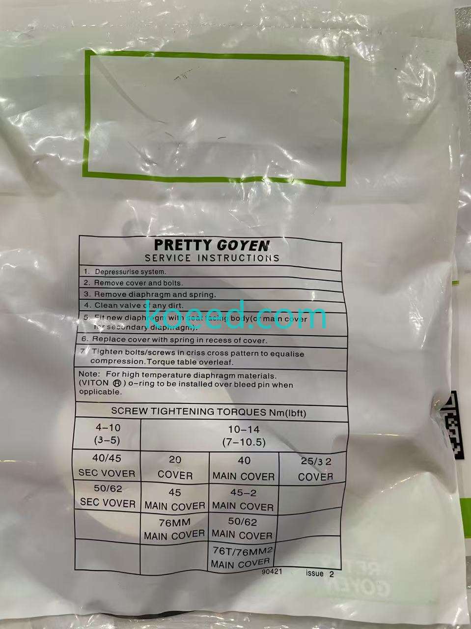 Goyen K4502 Repair Kit Components