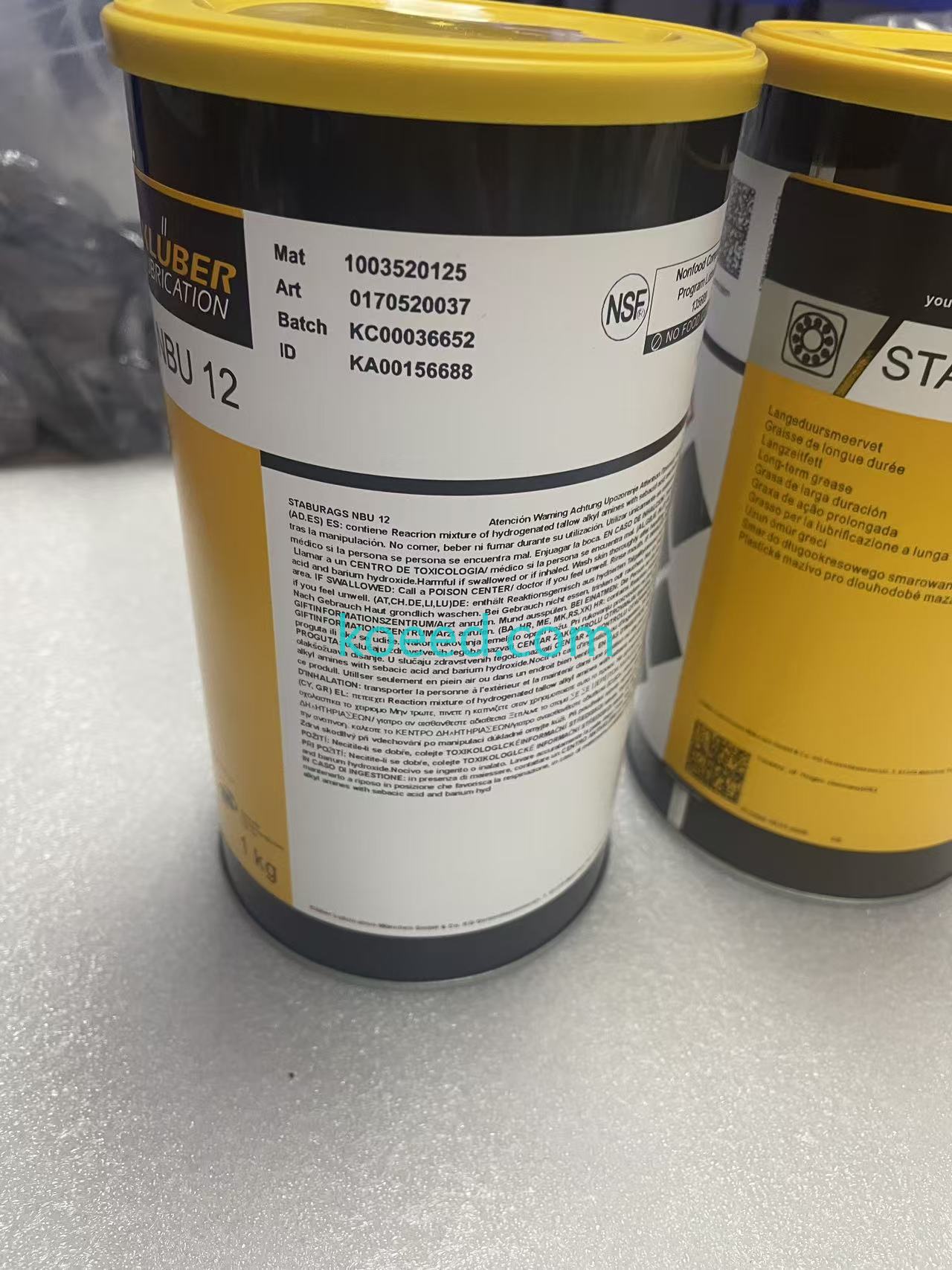 Klüber STABURAGS NBU 30 PTM packaging — Koeed certified product