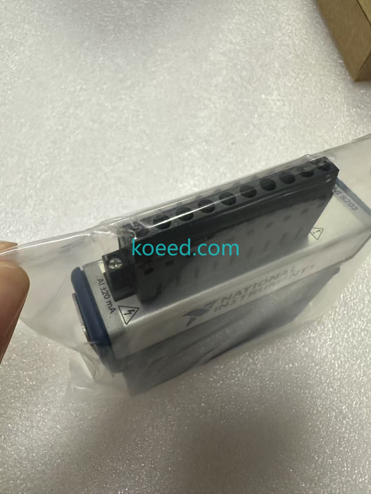 NI 9203 module top-down view with product labeling