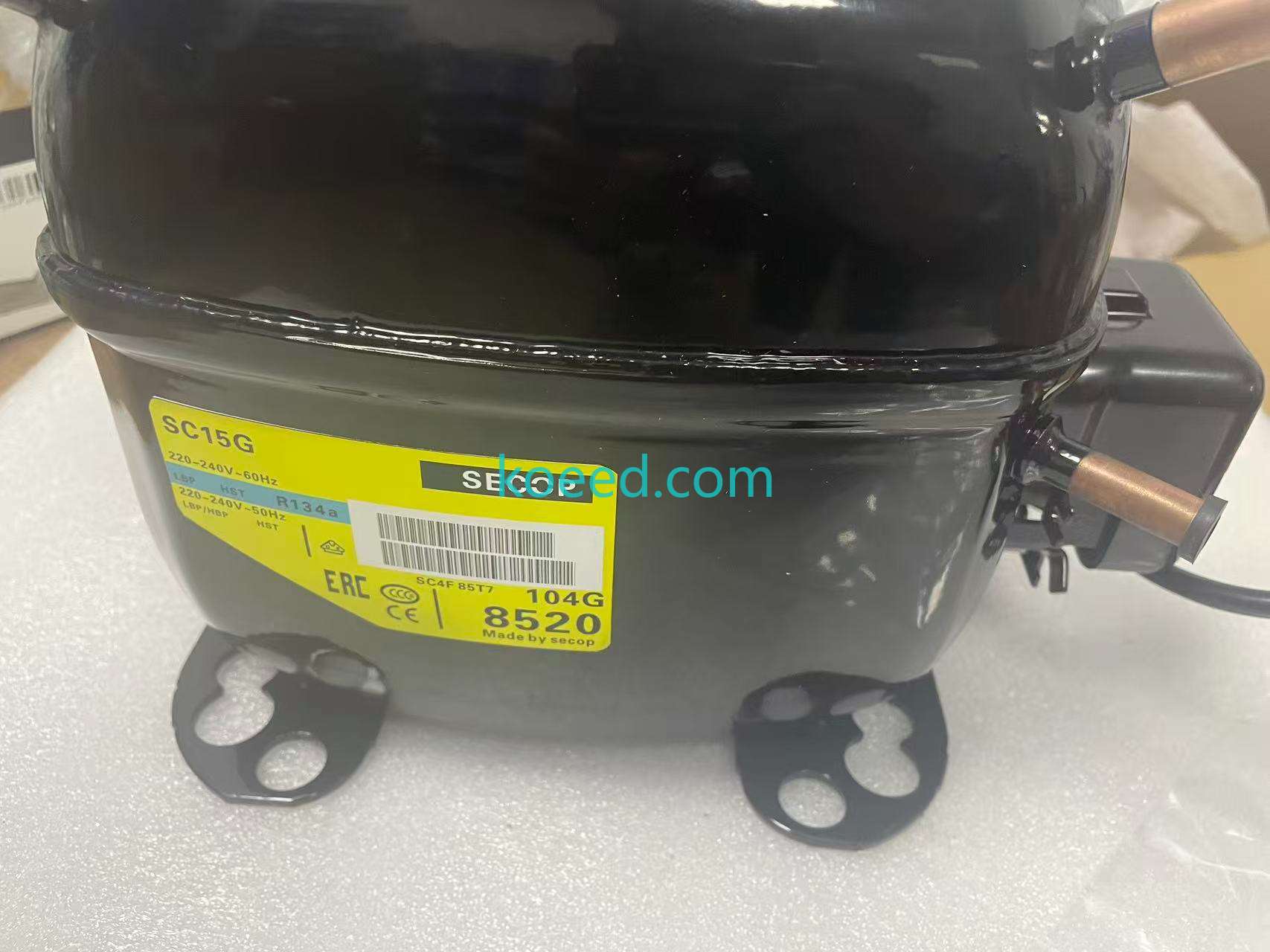Secop SC15G 104G8520 compressor suction and discharge connectors